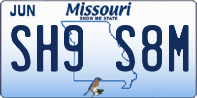 MO license plate SH9S8M