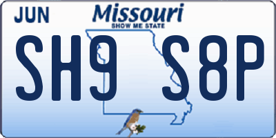 MO license plate SH9S8P