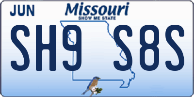 MO license plate SH9S8S