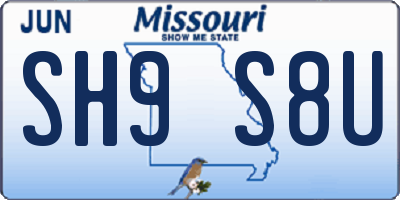 MO license plate SH9S8U
