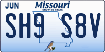 MO license plate SH9S8V