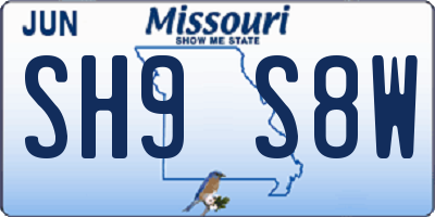 MO license plate SH9S8W