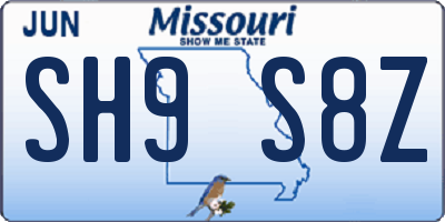 MO license plate SH9S8Z