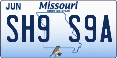 MO license plate SH9S9A