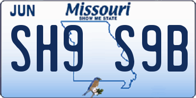 MO license plate SH9S9B