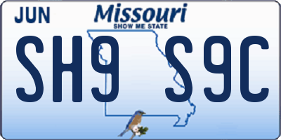 MO license plate SH9S9C