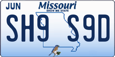 MO license plate SH9S9D