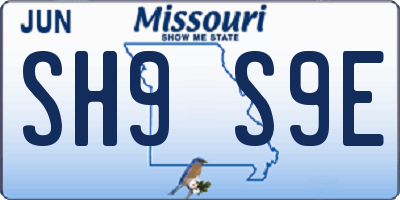 MO license plate SH9S9E