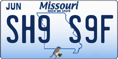 MO license plate SH9S9F