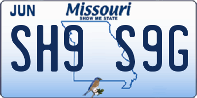 MO license plate SH9S9G