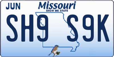 MO license plate SH9S9K