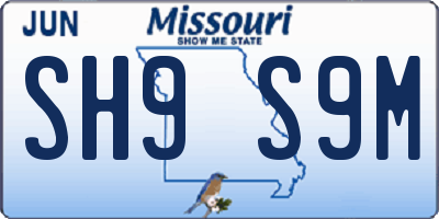 MO license plate SH9S9M
