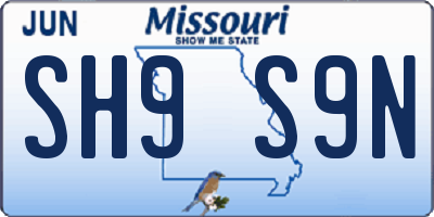 MO license plate SH9S9N