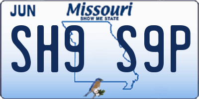 MO license plate SH9S9P