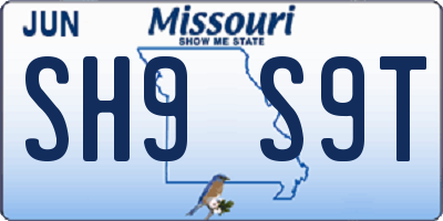 MO license plate SH9S9T
