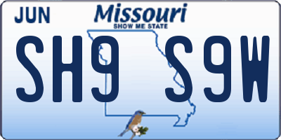 MO license plate SH9S9W