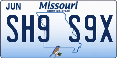 MO license plate SH9S9X
