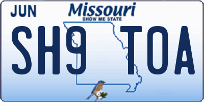 MO license plate SH9T0A