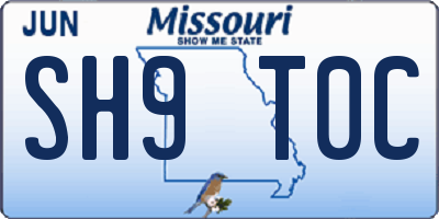 MO license plate SH9T0C