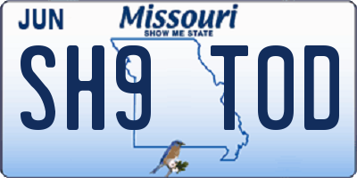 MO license plate SH9T0D