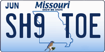 MO license plate SH9T0E