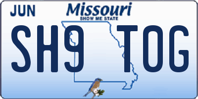 MO license plate SH9T0G