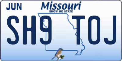 MO license plate SH9T0J