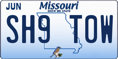 MO license plate SH9T0W