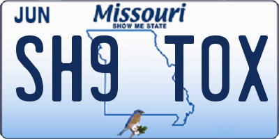 MO license plate SH9T0X