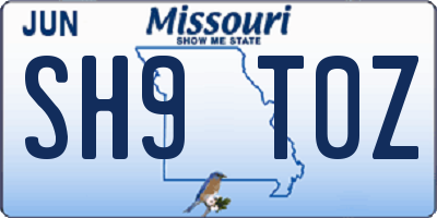 MO license plate SH9T0Z