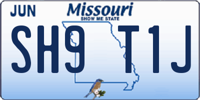 MO license plate SH9T1J