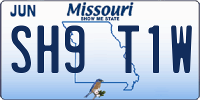 MO license plate SH9T1W