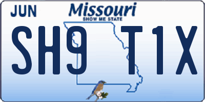 MO license plate SH9T1X