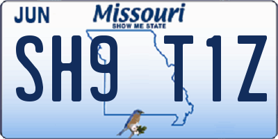 MO license plate SH9T1Z