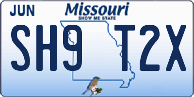 MO license plate SH9T2X