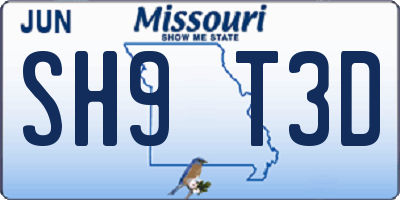 MO license plate SH9T3D