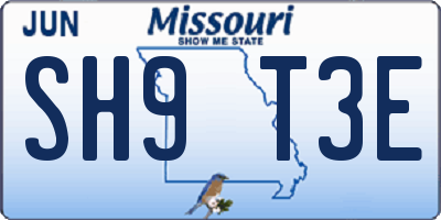 MO license plate SH9T3E