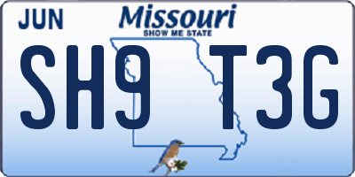 MO license plate SH9T3G