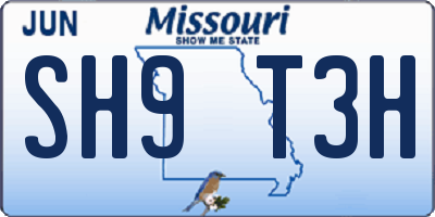 MO license plate SH9T3H