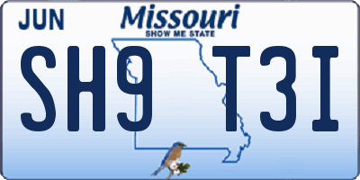MO license plate SH9T3I