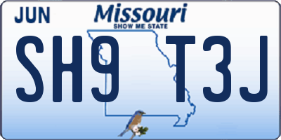 MO license plate SH9T3J