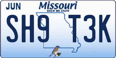 MO license plate SH9T3K