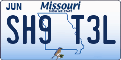 MO license plate SH9T3L