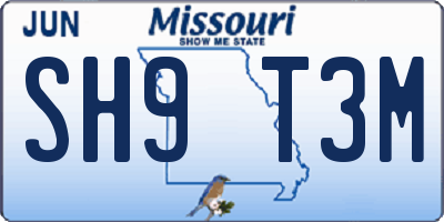 MO license plate SH9T3M
