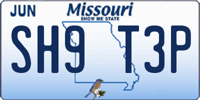 MO license plate SH9T3P