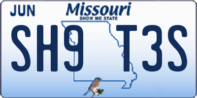 MO license plate SH9T3S