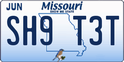 MO license plate SH9T3T