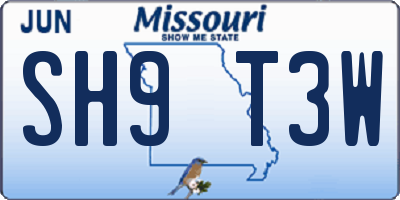 MO license plate SH9T3W