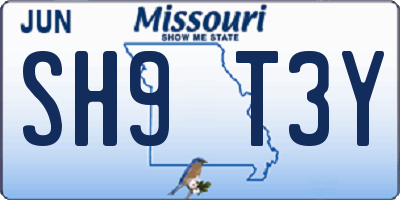MO license plate SH9T3Y