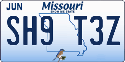 MO license plate SH9T3Z
